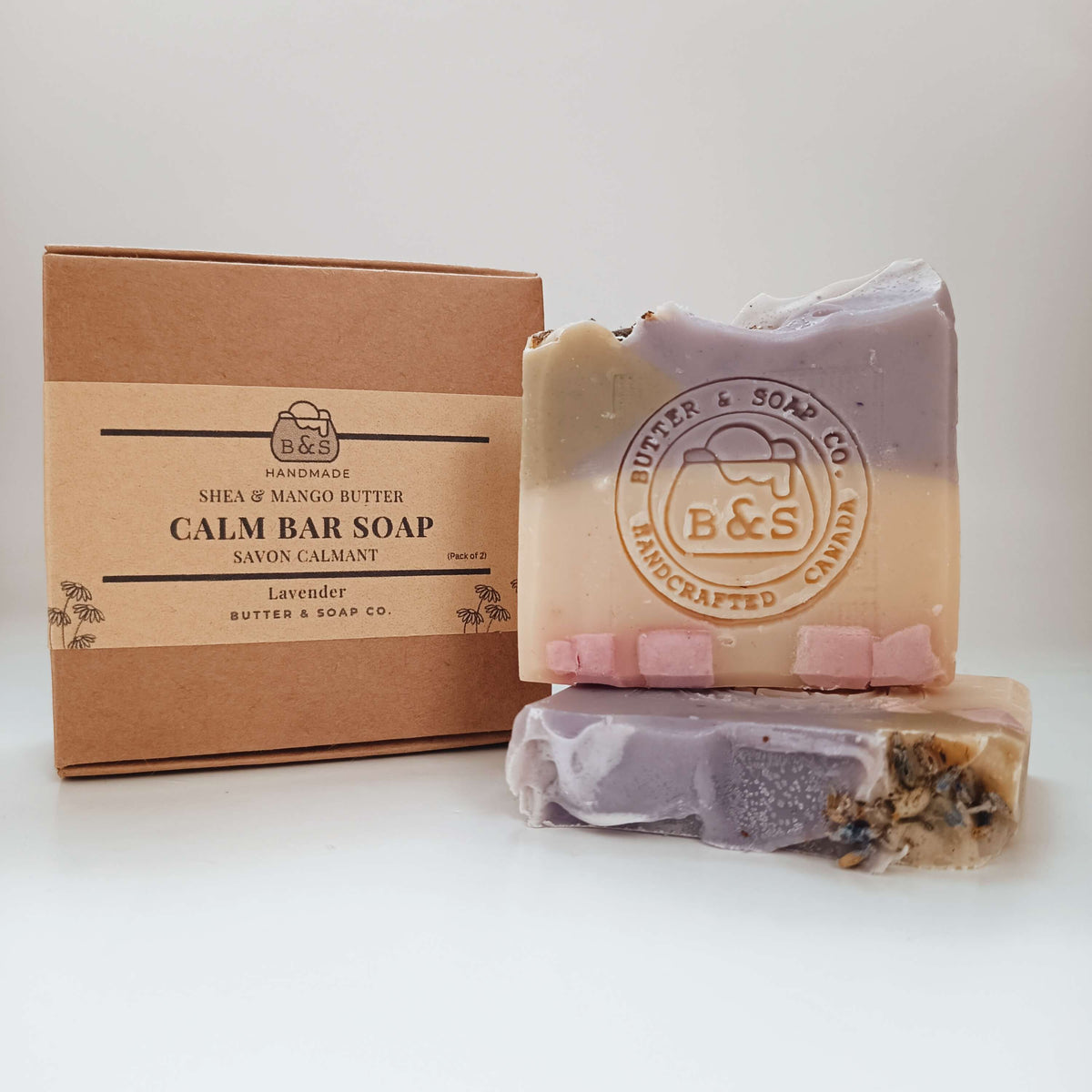 Lavender and Shea Calm Bar - Handmade Cold Process Soap with Mango & Coconut Oil (pack of 2)
