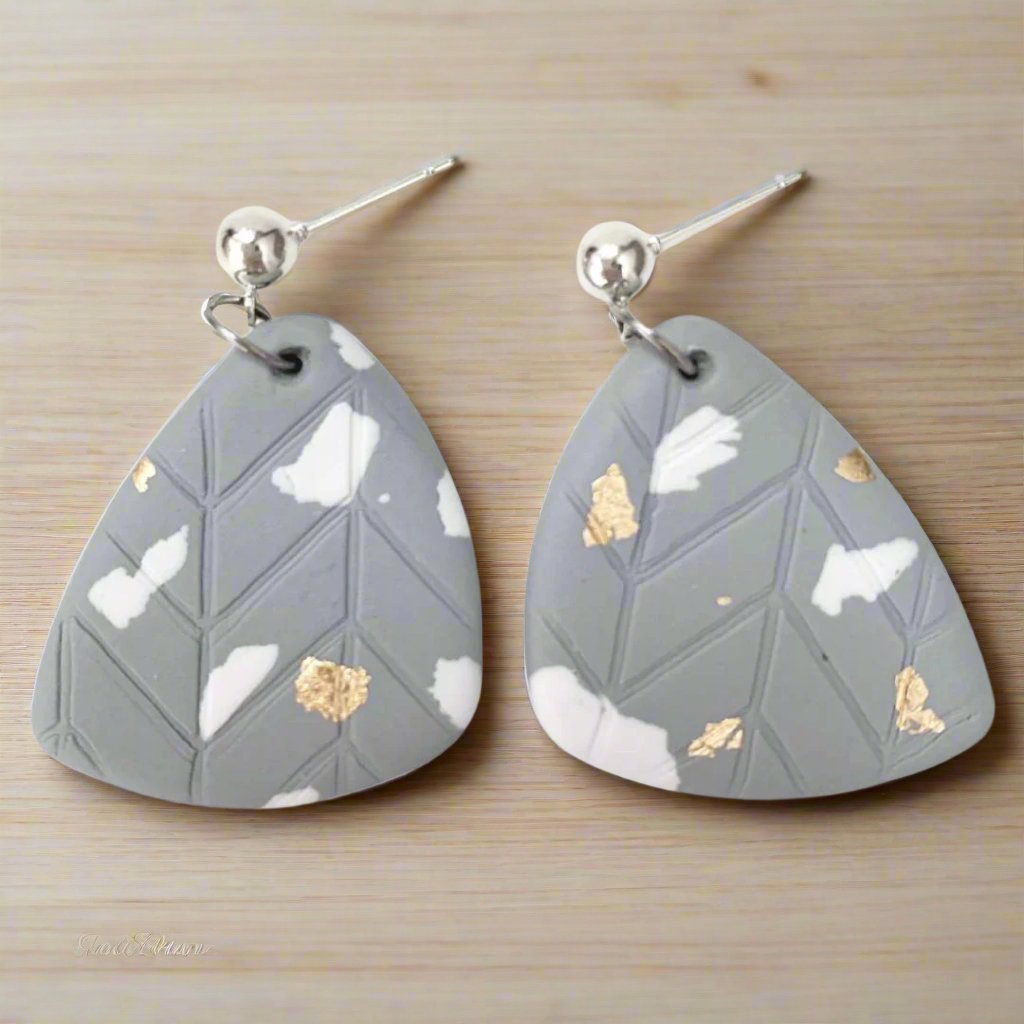 Polymer Clay Earrings Grey