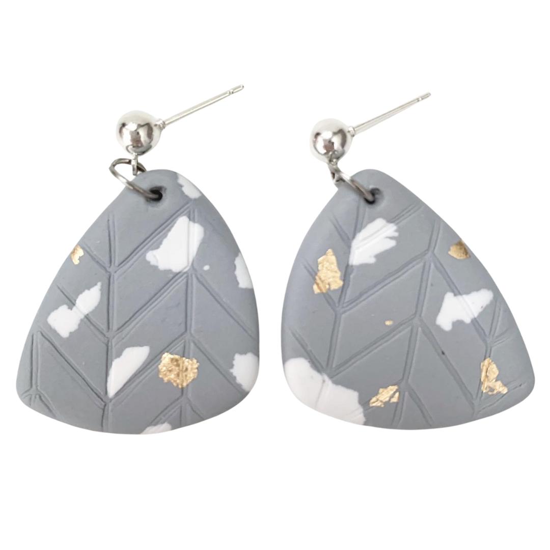 Ashy Clay Earrings White and Gold Terrazzo Picks Style 925 stamped silver