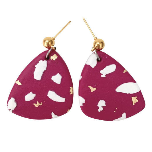 Berry Clay Earrings White and Gold Terrazzo Picks Style 925 stamped gold