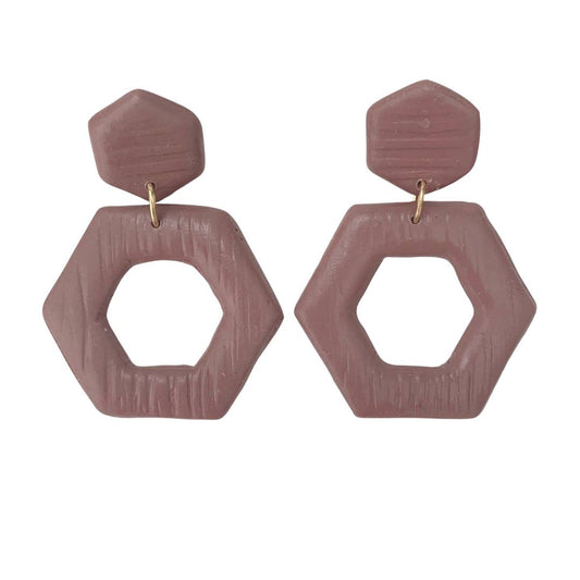 Polymer Clay Earrings Sandrift Hexagon Dangle Hypoallergenic