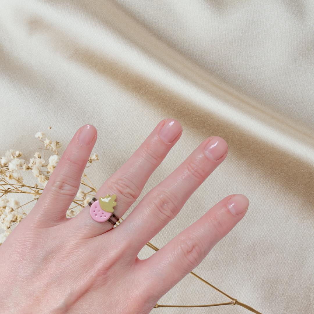 Strawberry Clay Charm Ring