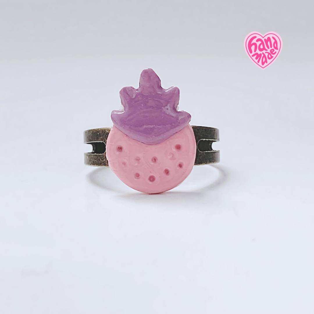 Strawberry Clay Charm Ring