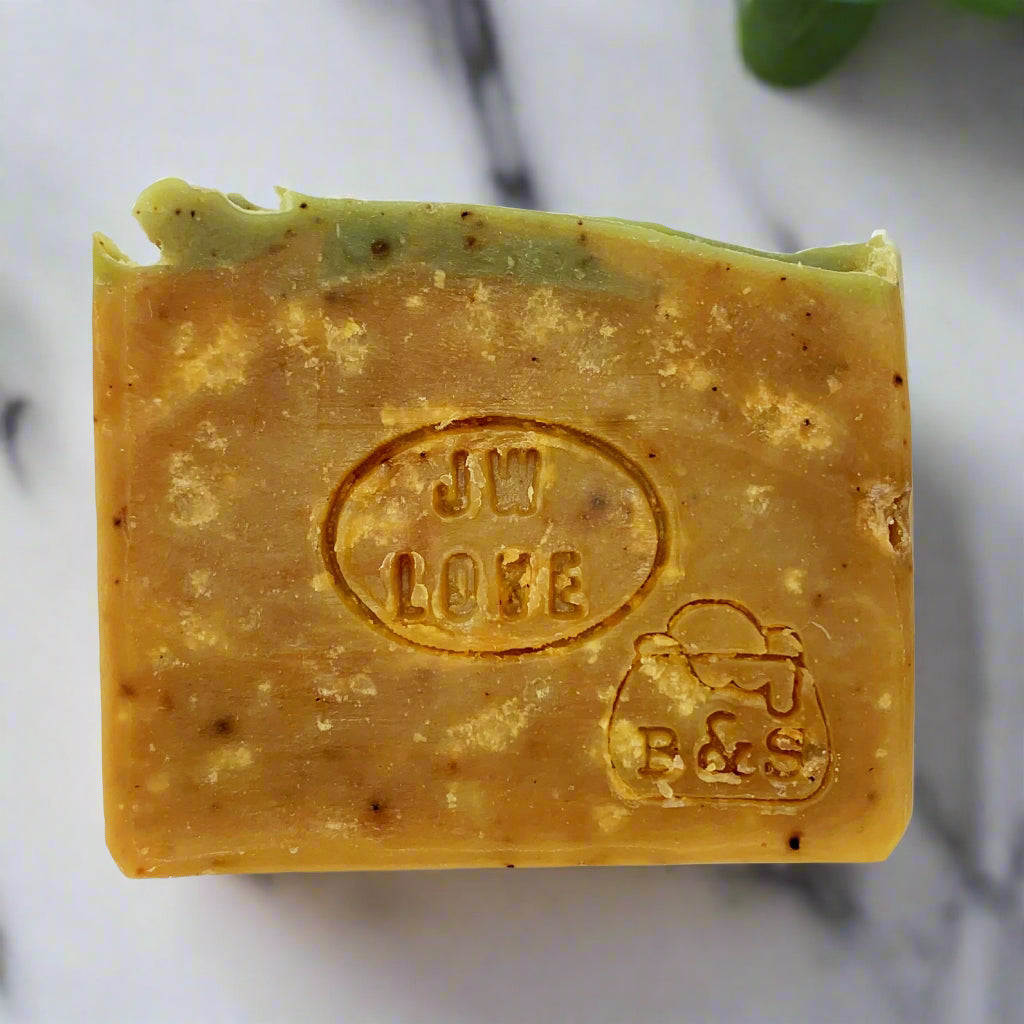 Avocado Coffee Exfoliating Bar with Cocoa Butter Vegan JW love stamped