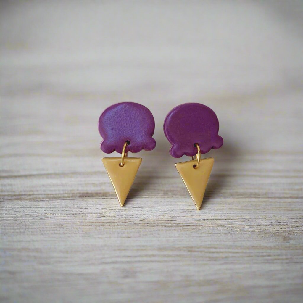 Berry Ice-Cream Cone Clay Earrings Hypoallergenic