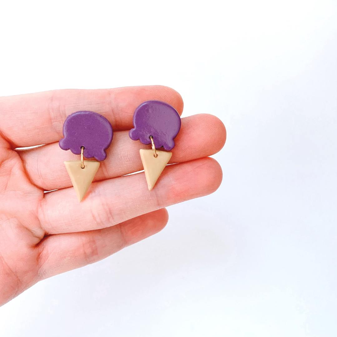 Berry Ice-Cream Cone Clay Earrings Hypoallergenic