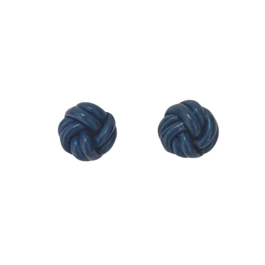 Clay Earring Studs Navy Blue Knots S925 Silver Gold Posts