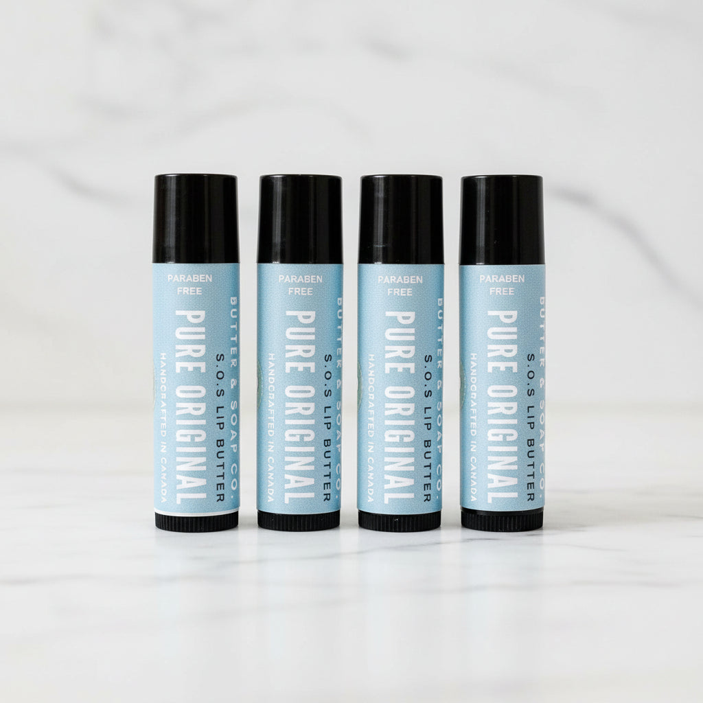 Handcrafted B&S All Natural Cocoa Butter Lip Balm - Unscented (Pack of 4)