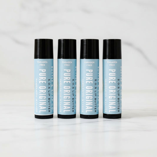 Handcrafted B&S All Natural Cocoa Butter Lip Balm - Unscented (Pack of 4)