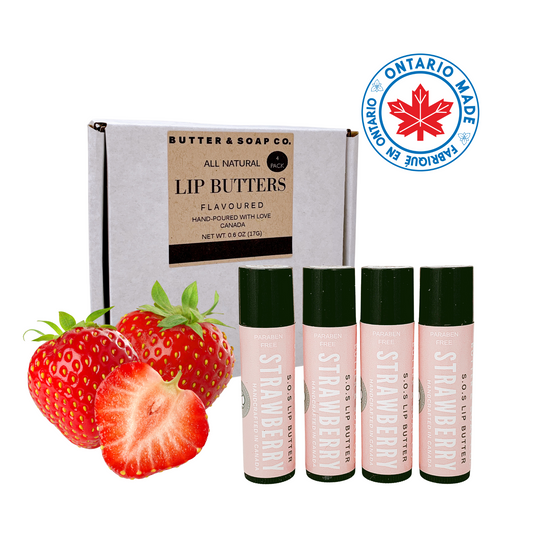 Handcrafted B&S All Natural Cocoa Butter Lip Balm - Strawberry (Pack of 4)