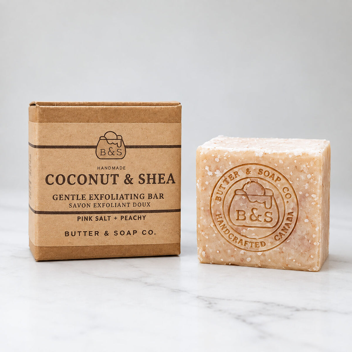 Handcrafted Peachy and Pink Salt Exfoliating Soap