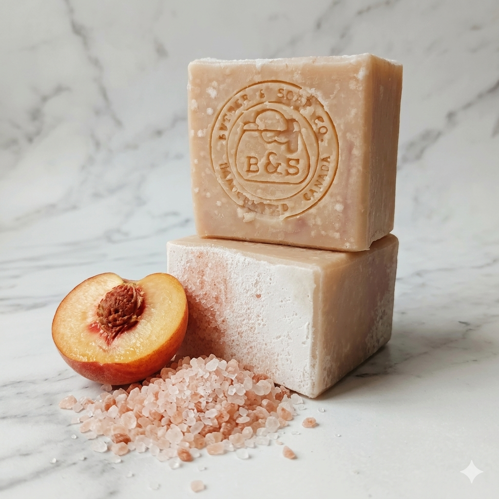 Handcrafted Peachy and Pink Salt Exfoliating Soap