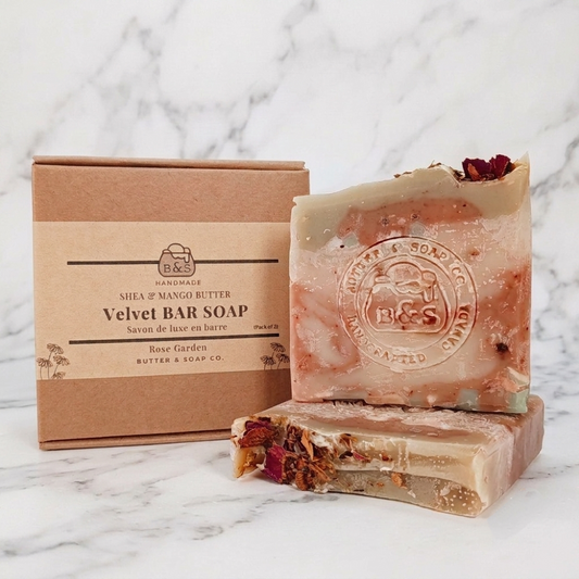 Rose & Mango Butter Velvet Bar - Handmade Cold Process Soap (Pack of 2)