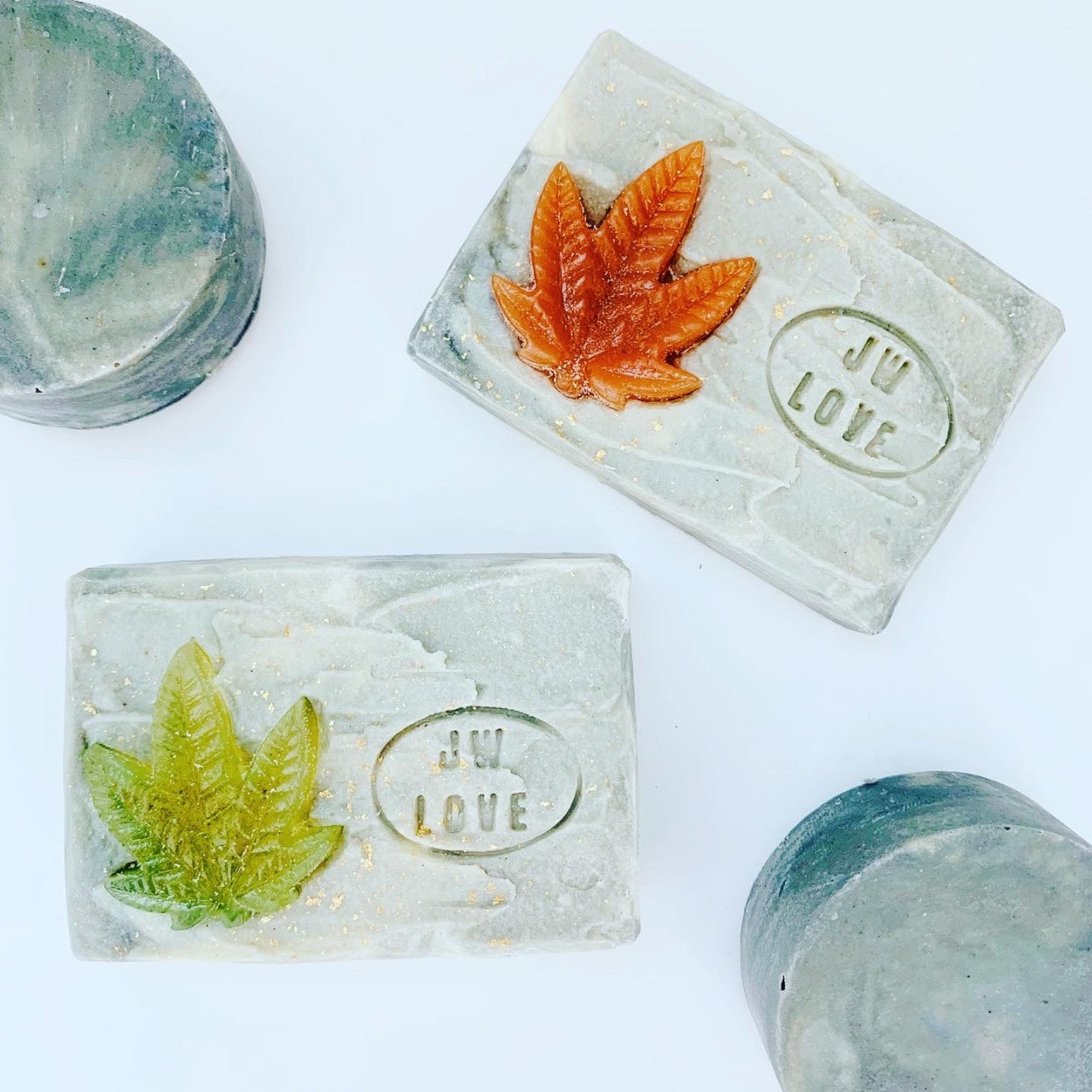 Handcrafted JW LOVE stamped Leaf Shea Soap