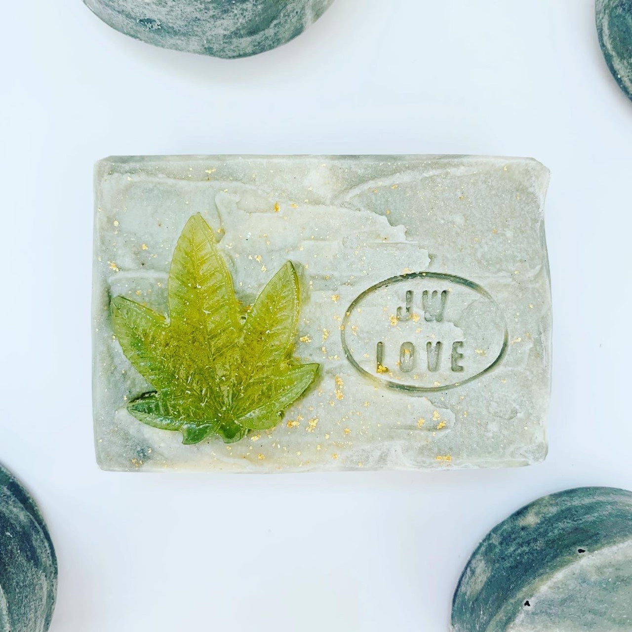 Handcrafted JW LOVE stamped Leaf Shea Soap