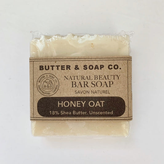 Barre de savon entièrement naturelle au beurre de karité et à l'avoine (non parfumée)