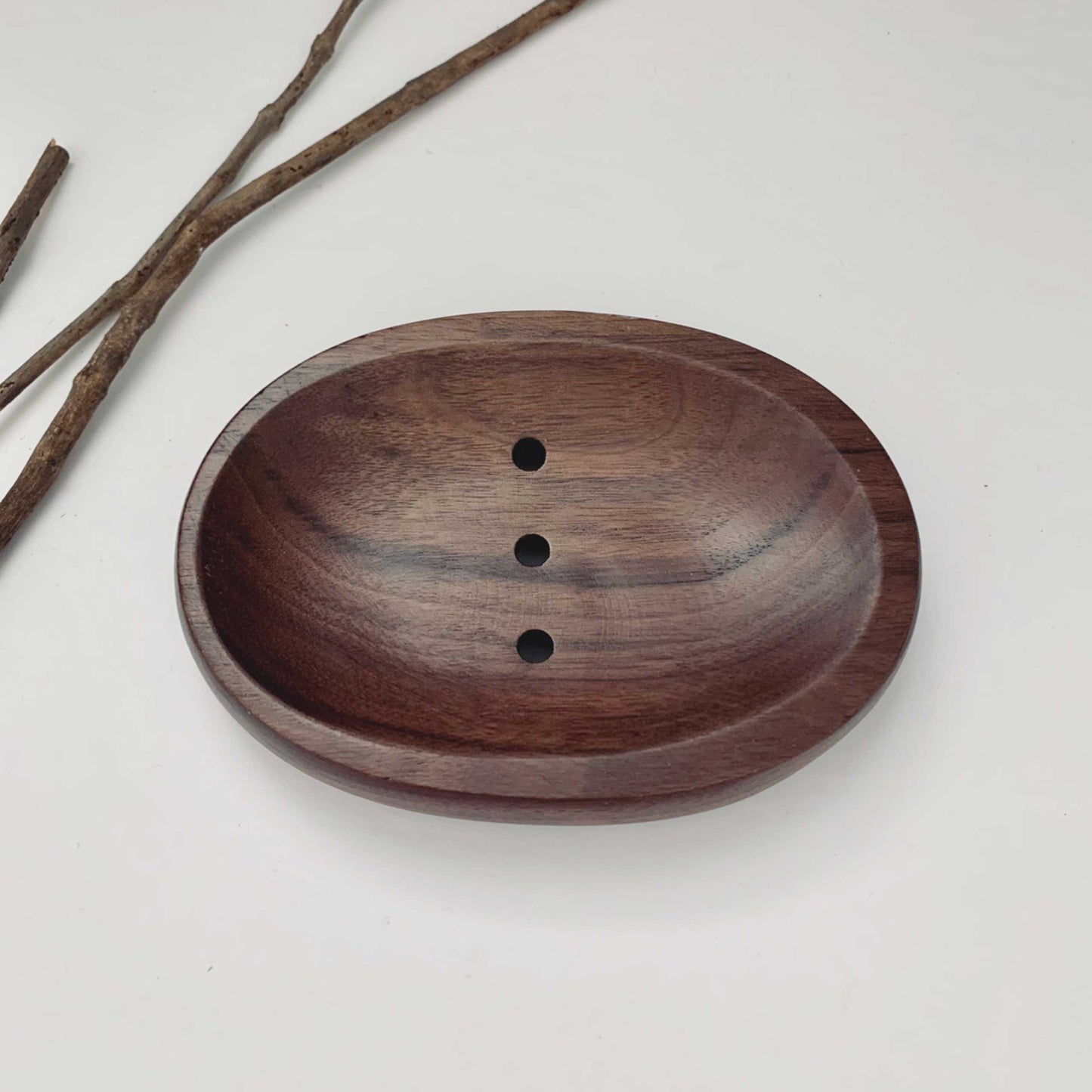 Porte-savon ovale en bois de noyer massif fabriqué à la main
