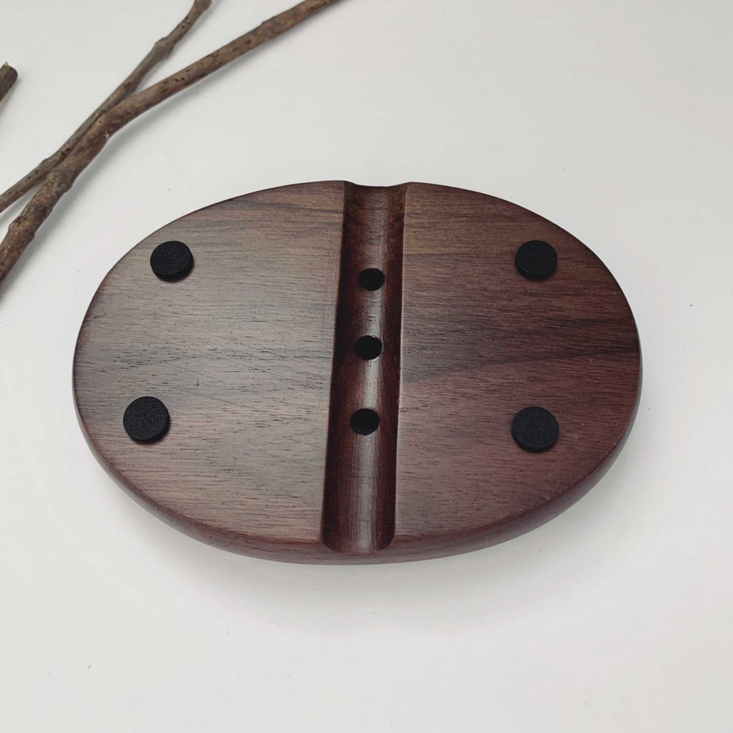 Handcrafted Solid Walnut Wood Soap Dish Oval